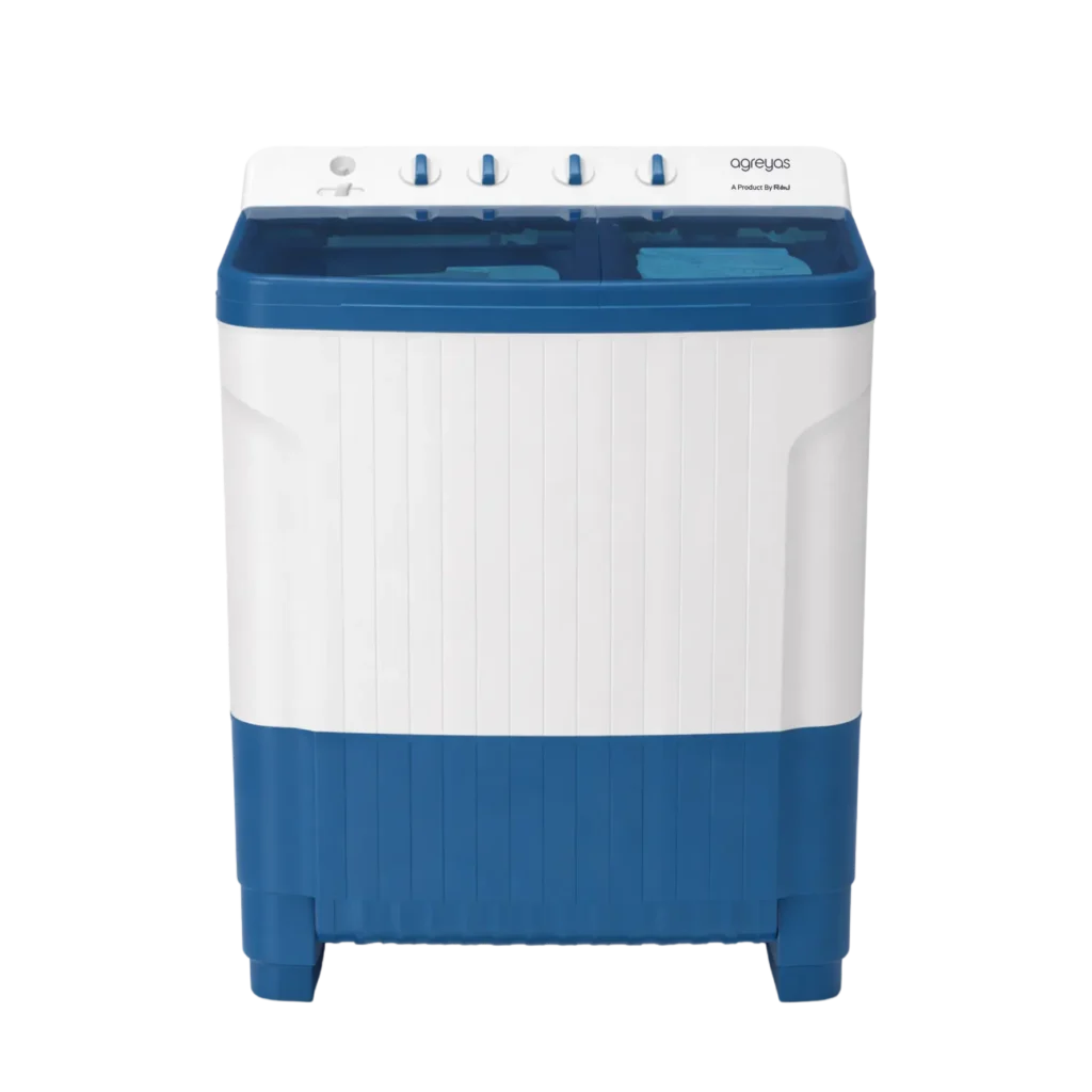 Agreyas 8.5Kg Semi Automatic Washing Machine, Rat Away Technology, Sky Blue | White, 5 Star | M03D